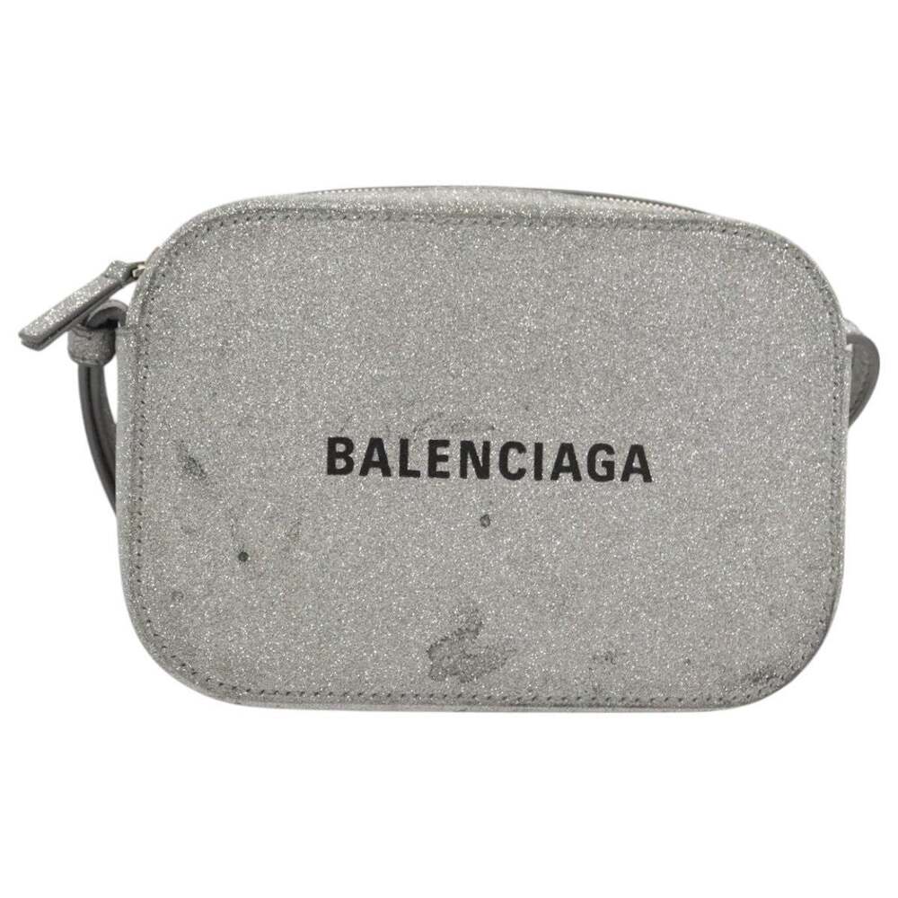 Balenciaga Leather Camera Bag Every Day Shoulder Bag Silver